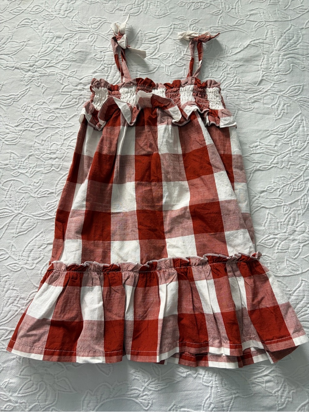 H&M 3T girls new Red Gingham Ruffle Sundress organic cotton